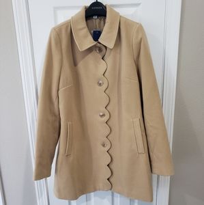 Nwt Crown & Ivy scalloped camel fall winter coat